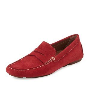 Donald J Pliner Vinco Suede Tomato Red Driver Moccasin Size 10 1/2